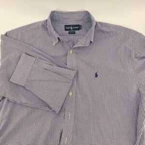 Ralph Lauren vermouth Button Down‎ Long Sleeve Plaid Checkered Shirt Mens 16 1/2